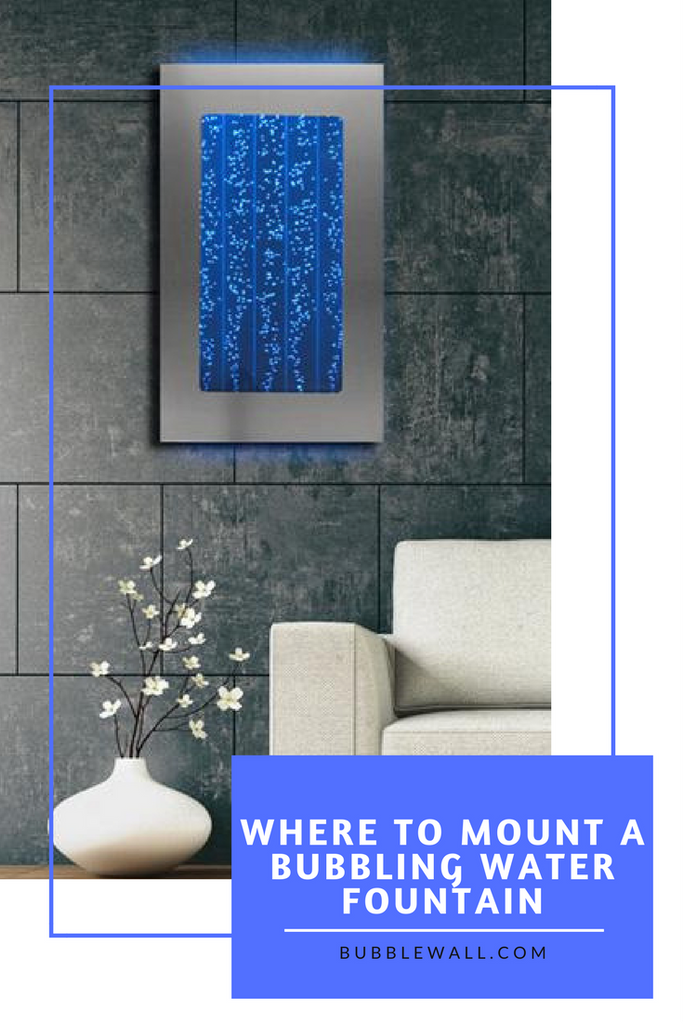 bubbling water fountain over couch