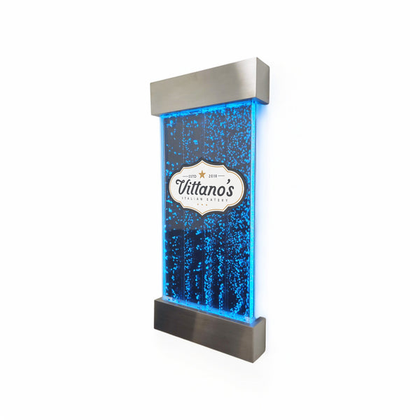 Custom Engraved Wall Mount LED Bubble Wall Indoor Fountain Water Feature 48" 400LE