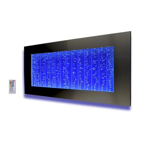 Horizontal Wall Mount LED Bubble Wall Indoor Fountain Water Feature 45" 500WM Black / Dark Frame